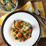 New Zealand Mussels with Quinoa Spaghetti and Roasted Squash