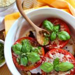 Oven Roasted Tomatoes with Goat Cheese and Basil
