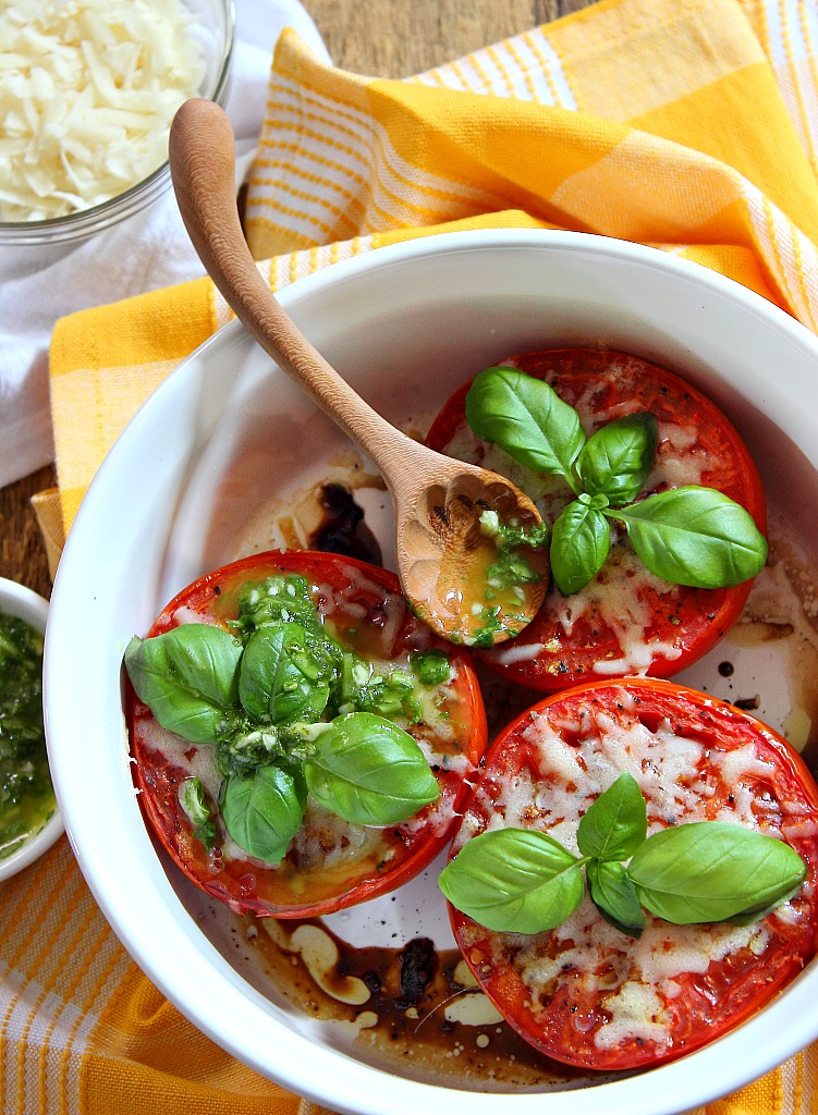 Oven Roasted Tomatoes With Goat Cheese And Basil Simply Fresh Dinners