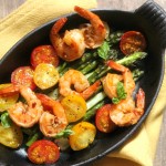 Spicy Shrimp with Roasted Asparagus & Cherry Tomatoes