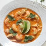 Laksa (Coconut Curry Soup with Shrimp and Chicken)