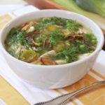 Spring Chicken Vegetable Soup with Caramelized Leeks